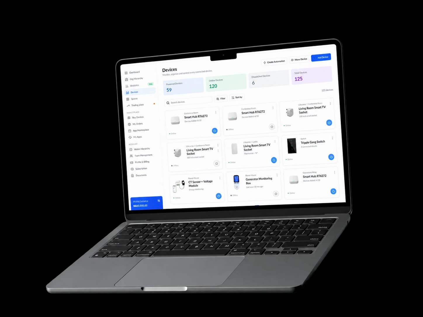 OhmFlex desktop dashboard on a laptop